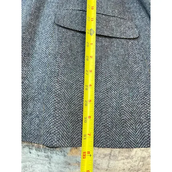 Vtg Cricketeer 48R Herringbone Wool Tweed Sport Coat Jacket Gray